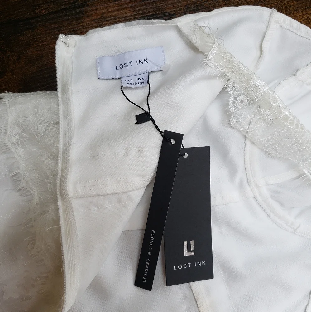 US XS Nordstrom lace overlay balconette midi hoco, wedding bustier - Picture 8 of 14